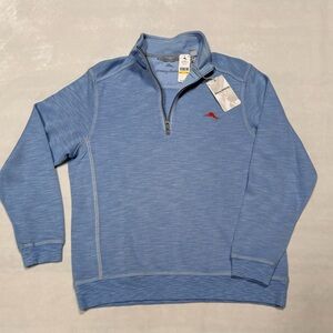 Men's Blue Tommy Bahama Quarter-Zip Sweater NWT